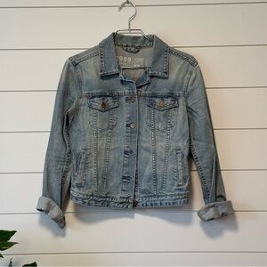 GAP Y2K Light Blue Distressed Denim Jacket - Size XS